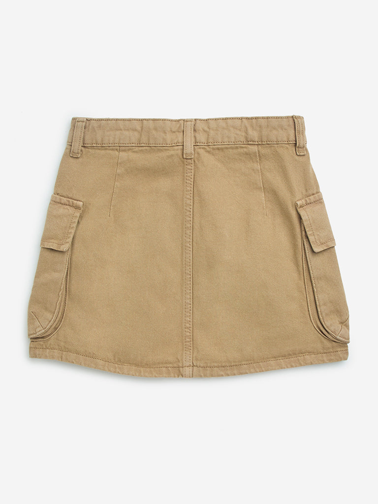 Y&F Kids Brown High-Rise Denim Skirt