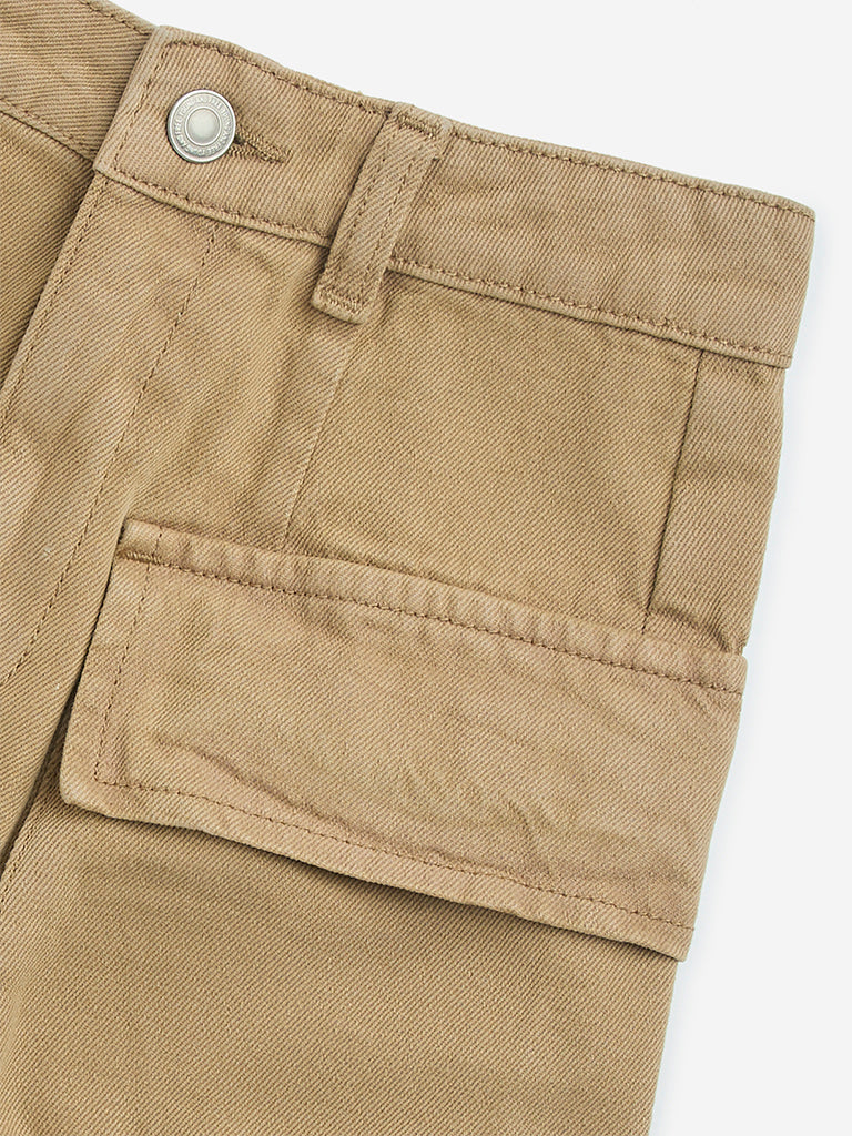 Y&F Kids Brown High-Rise Denim Skirt