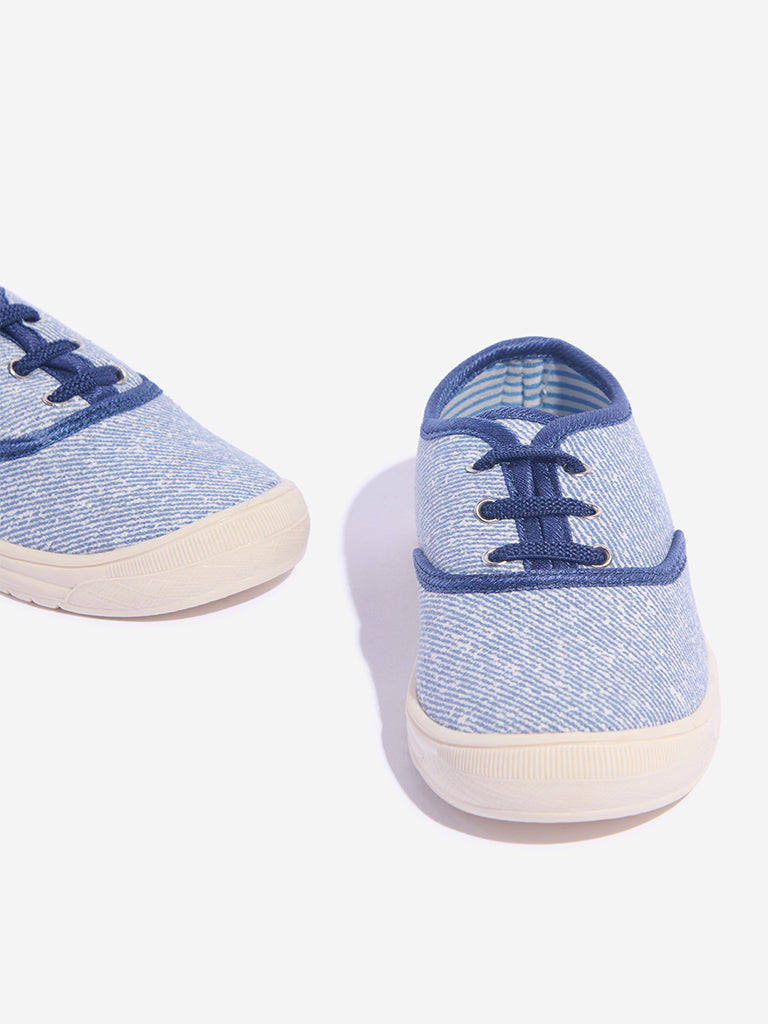 Westside Yellow Kids Blue Stripe Printed Lace-Up Shoes for Casual Wear Zoomed View