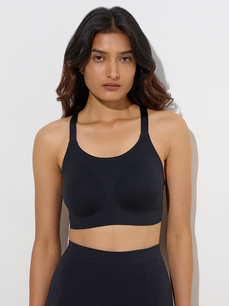 Wunderlove Black Padded Invisible Sports Bra