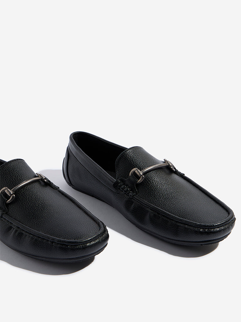 Westside SOLEPLAY Men's Black Hardware-Detailed Loafers for Casual Wear Zoomed View
