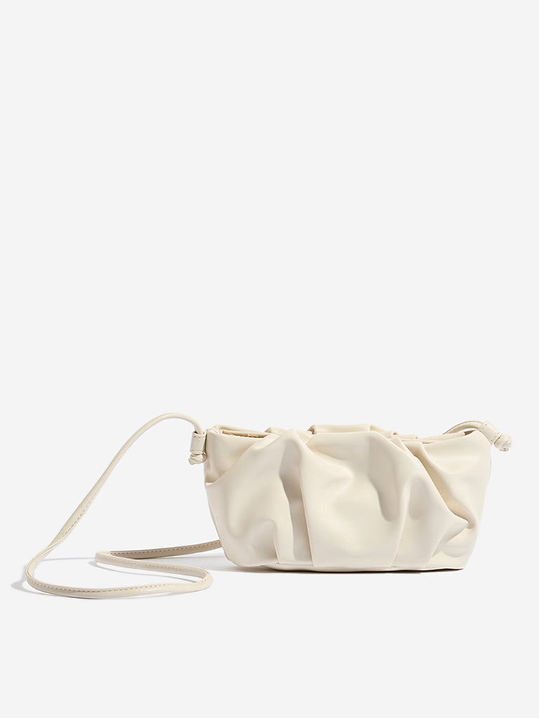 Westside Off-White Pleated Sling Bag