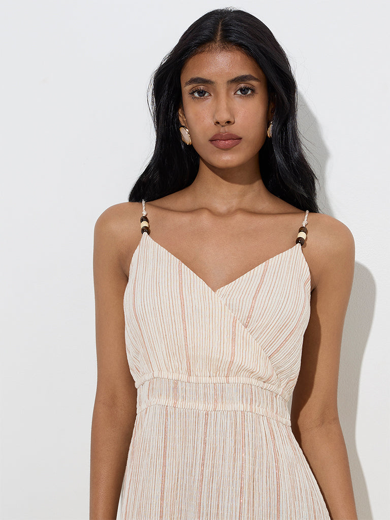 LOV Off-White Seersucker A-Line Dress