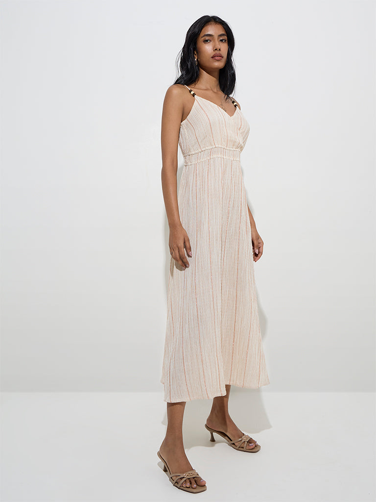LOV Off-White Seersucker A-Line Dress