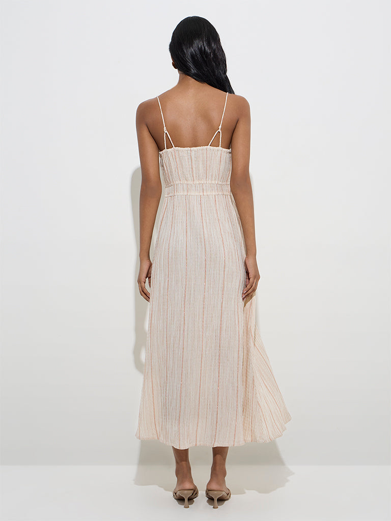 LOV Off-White Seersucker A-Line Dress