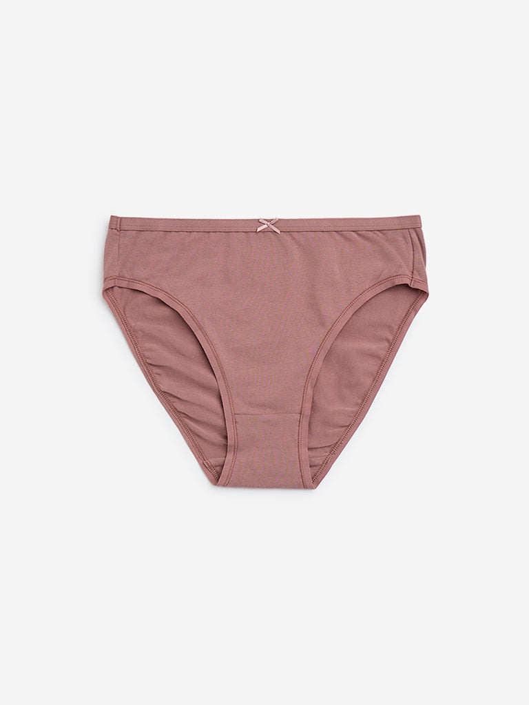 Westside Wunderlove Women's Plum Printed Cotton-Blend Briefs - Pack of 3 for Casual Wear Flatlay Front View