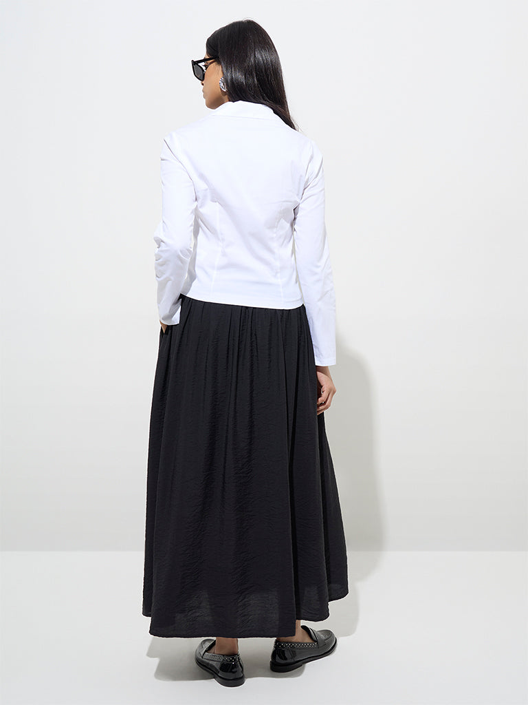 Westside Wardrobe Women's White Solid Cotton Top for Work Wear Back View