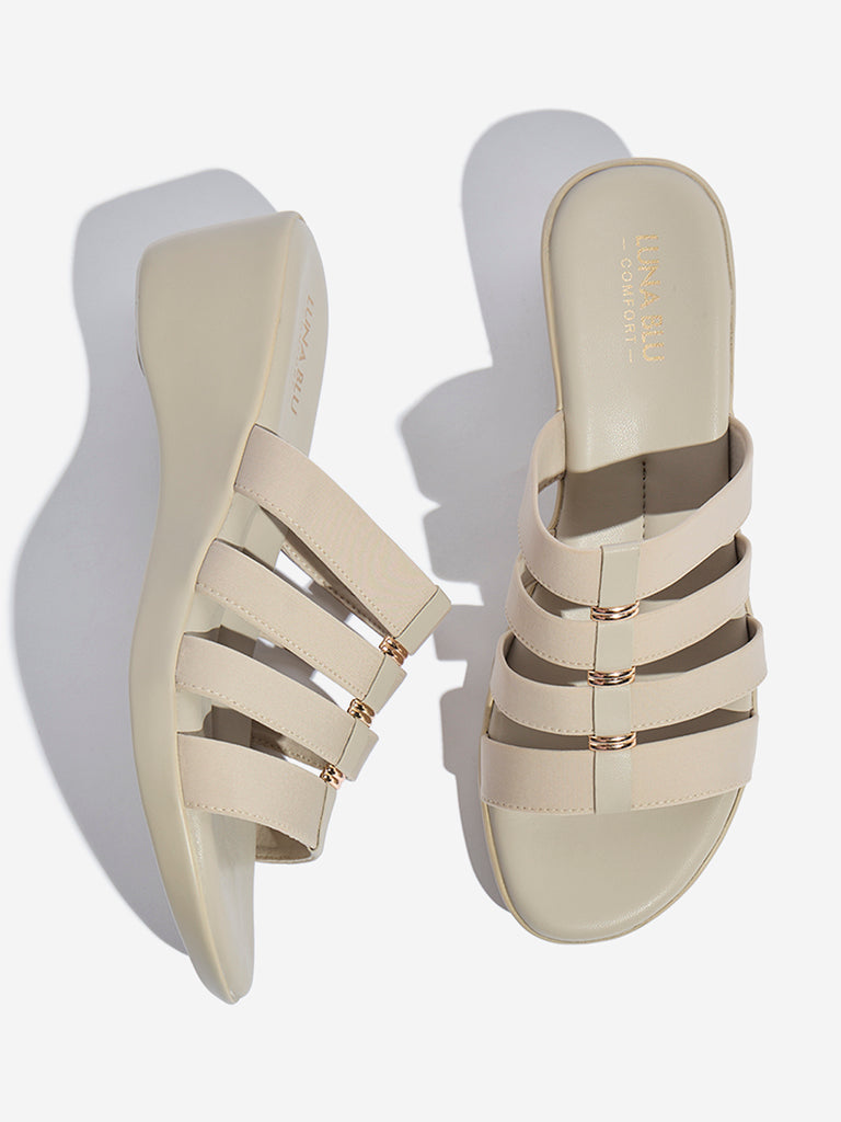 Westside LUNA BLU Women's Ivory Multi-Strap Comfort Sandals Zoomed View