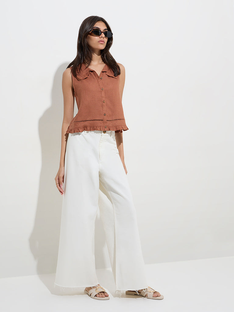LOV Tan Solid Blouse