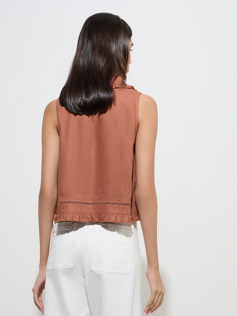 LOV Tan Solid Blouse