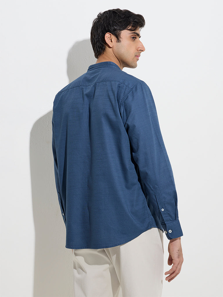 Ascot Indigo Solid Relaxed-Fit Cotton Shirt