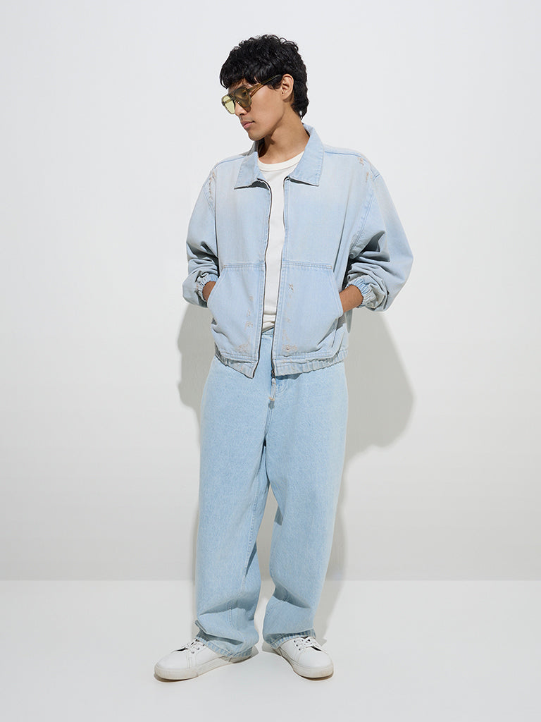 Nuon Blue Washed Relaxed-Fit Denim Jacket - Main Image
