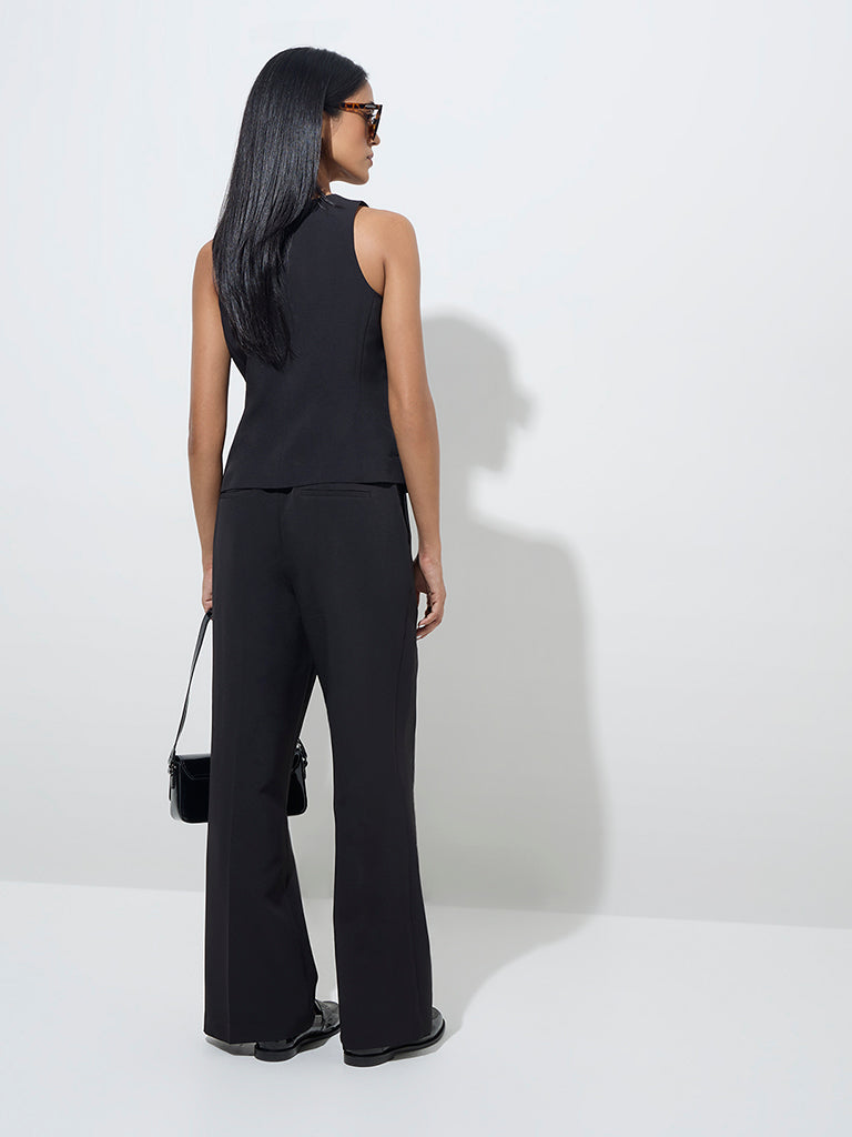 Westside Wardrobe Women's Black Waistcoat for Work Wear Back View