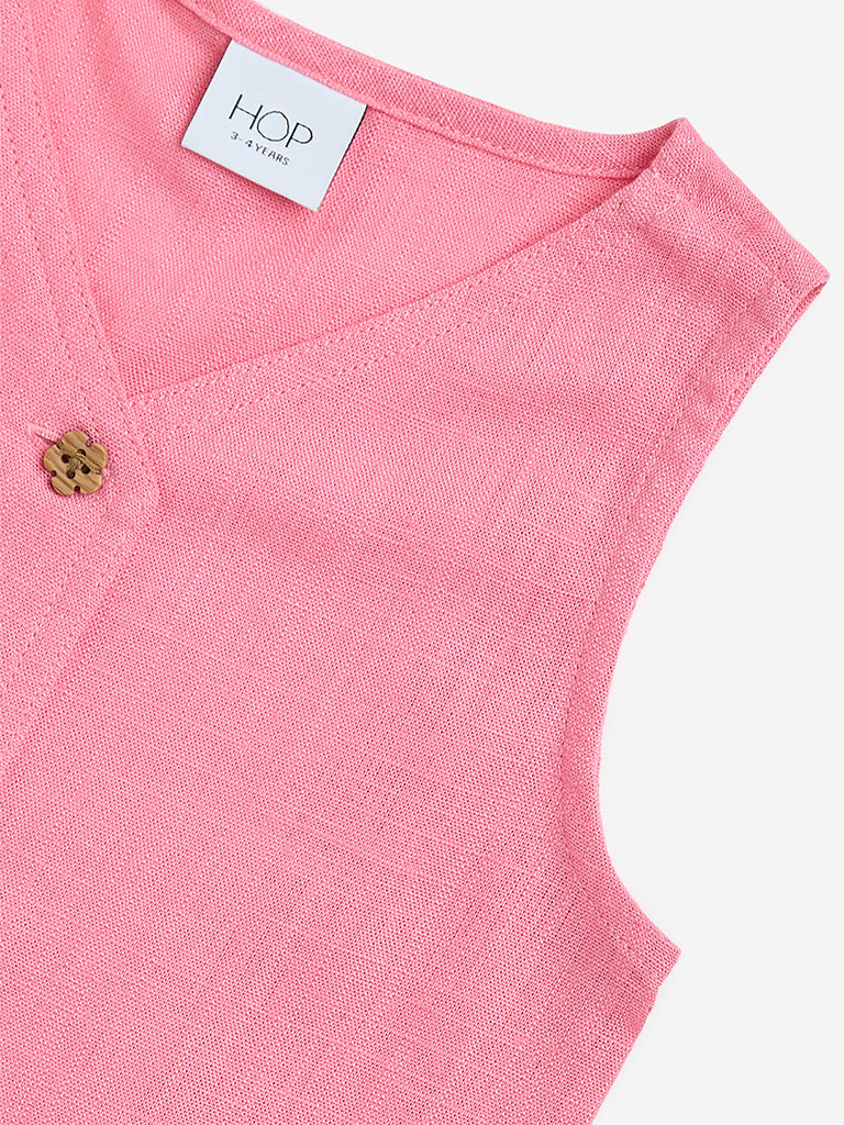 HOP Kids Pink Embroidered Waistcoat