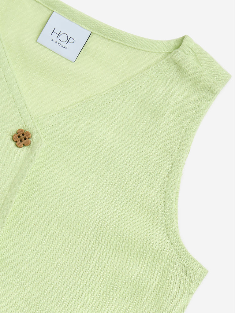 Westside HOP Girls' Kids Lime Embroidered Waistcoat for Casual Wear Zoom View