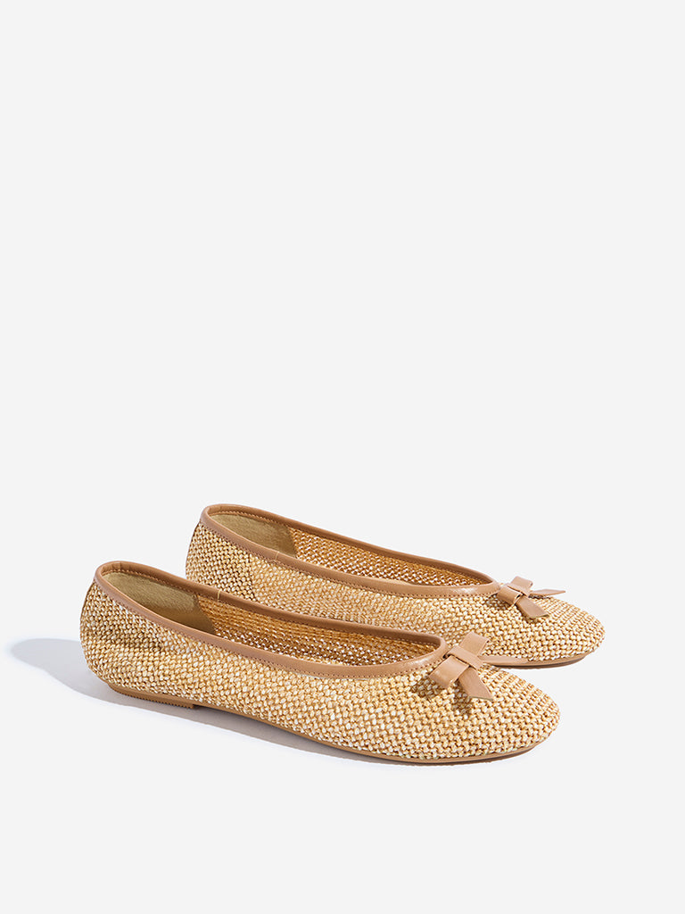 LUNA BLU Beige Jute-Textured Ballerina