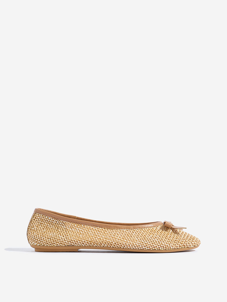 LUNA BLU Beige Jute-Textured Ballerina