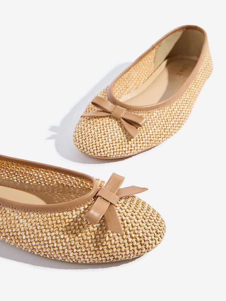 LUNA BLU Beige Jute-Textured Ballerina