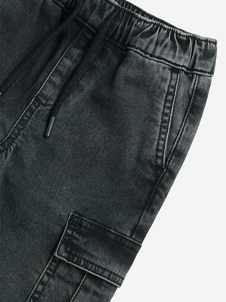 Westside HOP Boys' Kids Charcoal Relaxed-Fit Mid-Rise Jeans for Casual Wear Zoom View