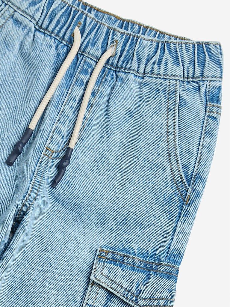 Westside HOP Boys' Kids Light Blue Straight-Fit Mid-Rise Jeans for Casual Wear Zoom View