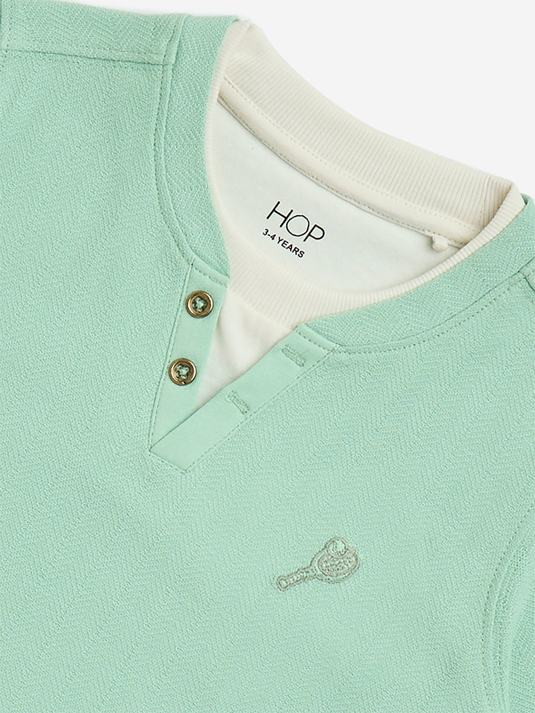 Westside HOP Boys' Kids Sage Embroidered Cotton T-Shirt for Casual Wear Zoom View