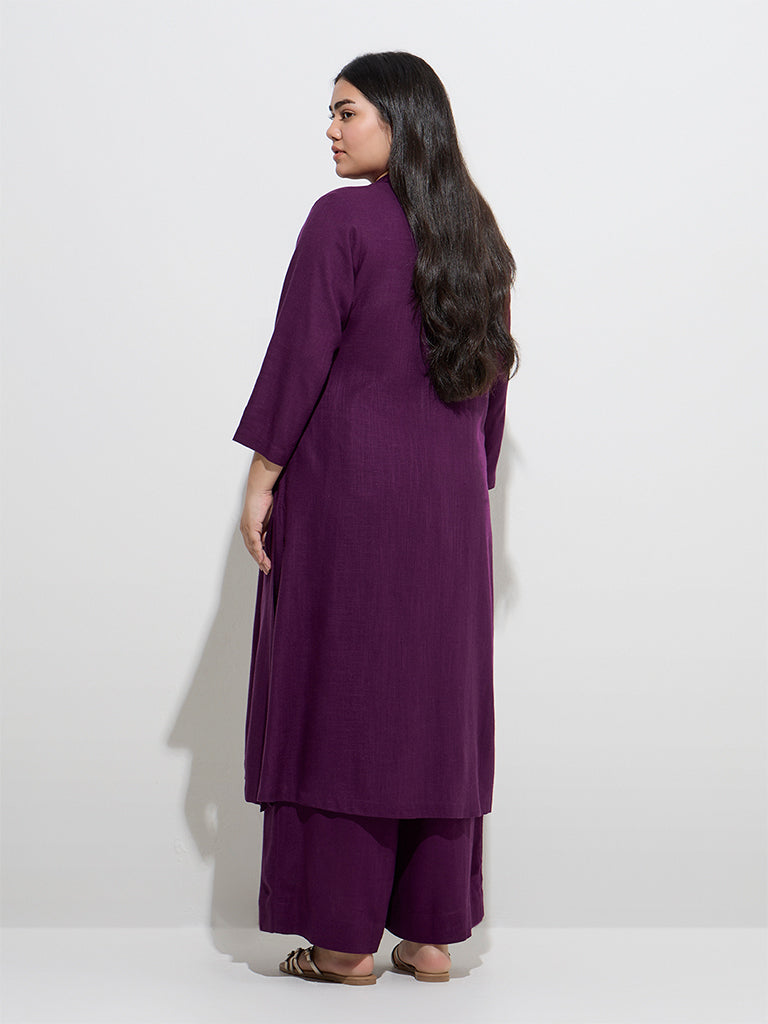 Westside Diza Women's Purple Printed A-Line Kurta for Work Wear Back View