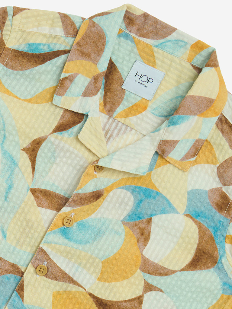 Westside HOP Boys' Kids Multicolour Abstract Resort-Fit Cotton Shirt for Casual Wear Zoom View