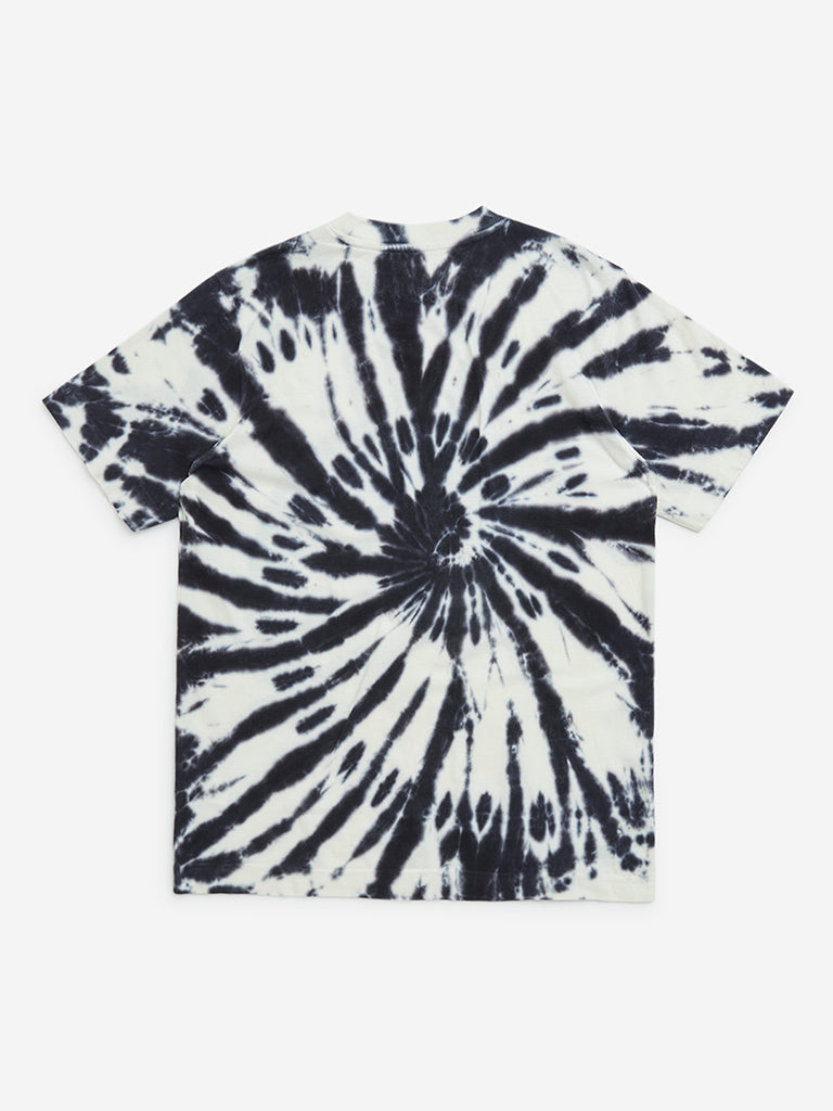 Y&F Kids Black Tie-Dye Design Cotton T-Shirt