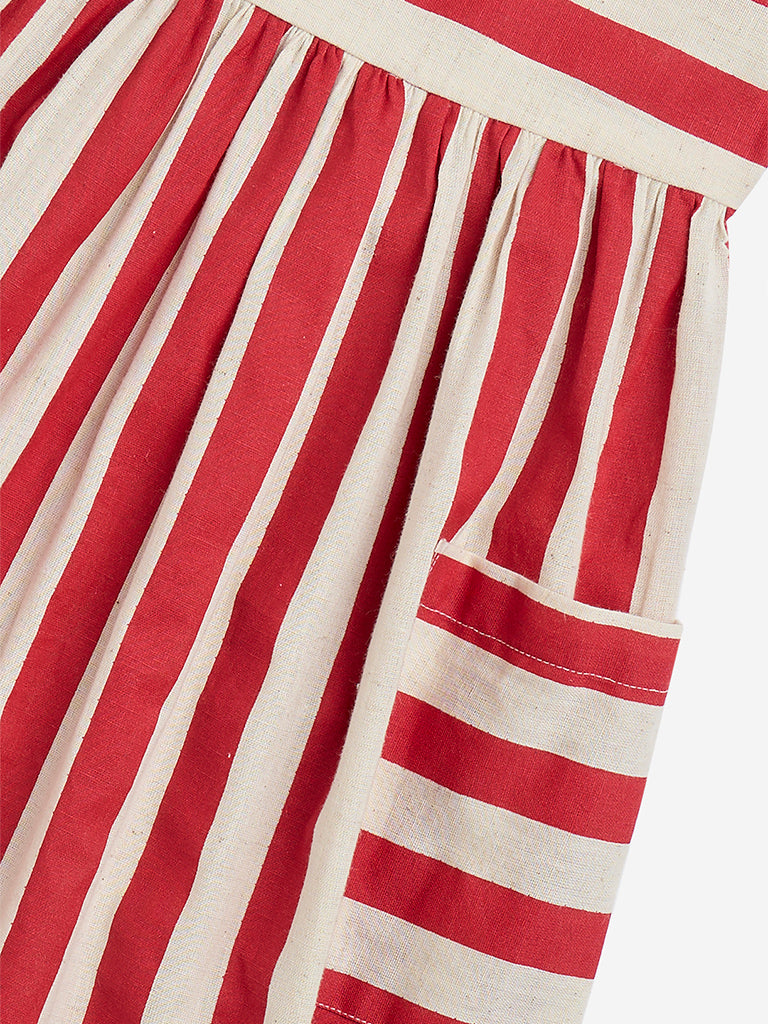 Westside Utsa Kids Red Striped A-Line Cotton-Blend Dress - (8-14yrs) for Ethnic Wear Zoomed View