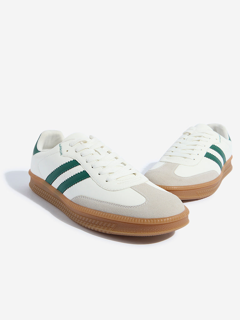 Westside SOLEPLAY Men's Green Striped Lace-Up Sneakers Zoomed View