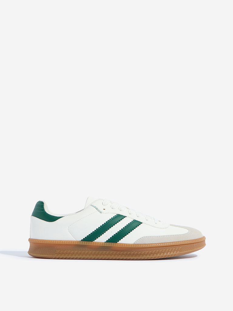 Westside SOLEPLAY Men's Green Striped Lace-Up Sneakers Side View