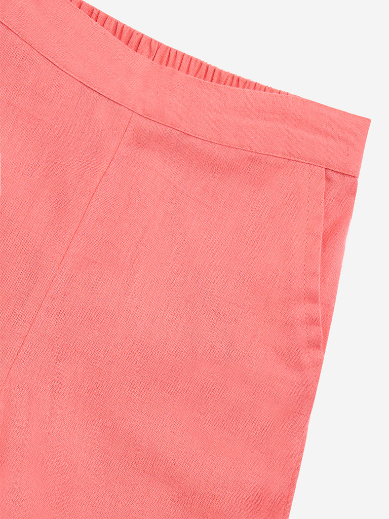 Westside Utsa Kids Girls' Coral Cotton-Blend Palazzos - (2-8yrs) for Ethnic Wear Zoom View