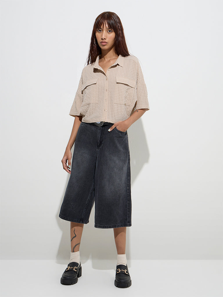 Nuon Beige Self-Textured Shirt