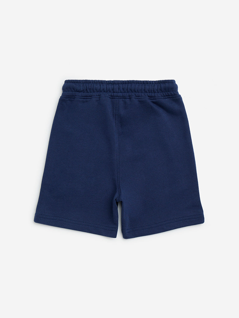 HOP Kids Navy Mid-Rise Cotton-Blend Shorts