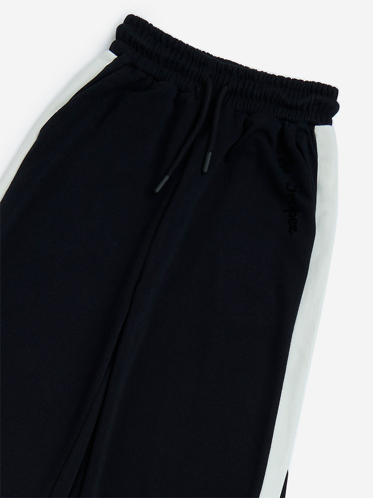 westisde Y&F Girls' Kids Black High-Rise Cotton-Blend Pants for Casual Wear Zoom View