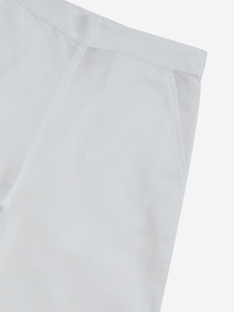 Westside Utsa Kids Girls' White High-Rise Cotton-Blend Palazzos - (8-14yrs) for Ethnic Wear Zoom View