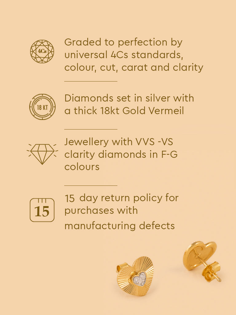 Dainty Lab Diamond Metal Halo Heart Studs