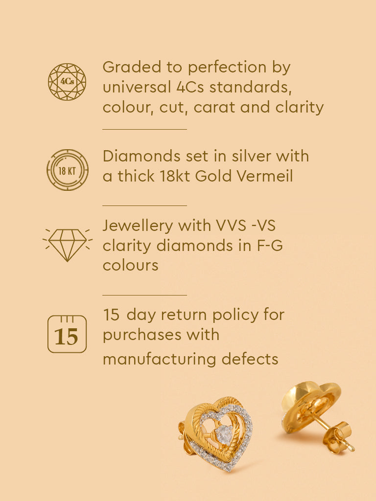 Dual Layered Lab Diamond Halo Heart Studs