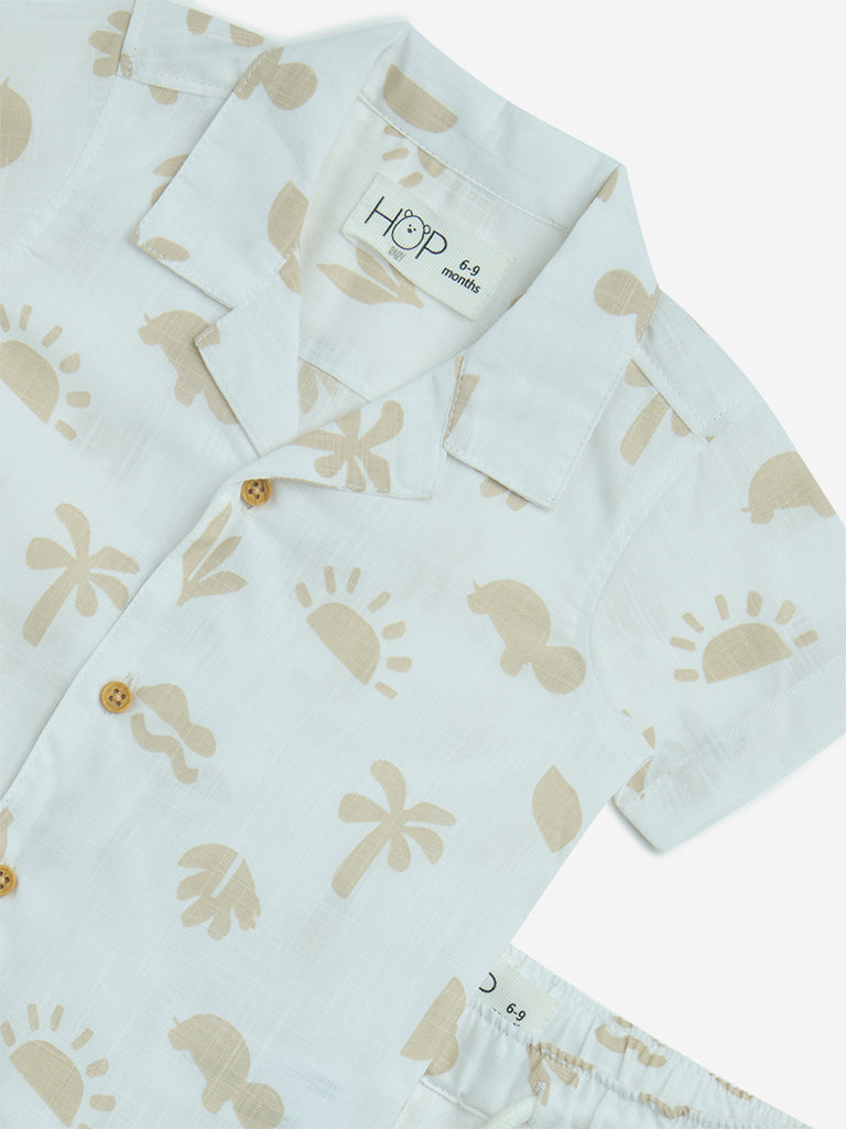 Westside HOP Baby Boys' White Printed Cotton Shirt with Shorts Set for Casual Wear Zoom View