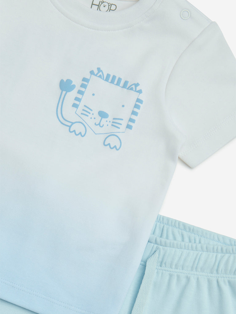 Westside HOP Baby Boys' Blue Printed Cotton T-Shirt and Shorts for Casual Wear Zoom View