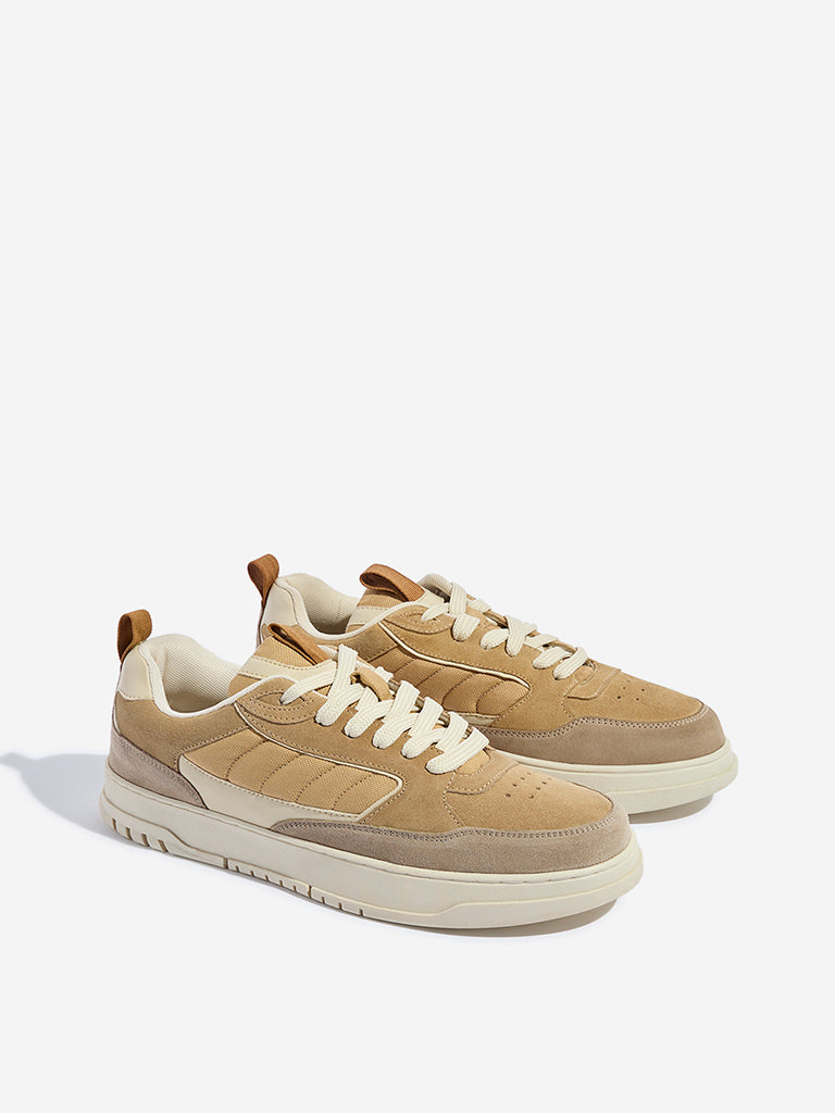 SOLEPLAY Beige Suede Lace-Up Sneakers