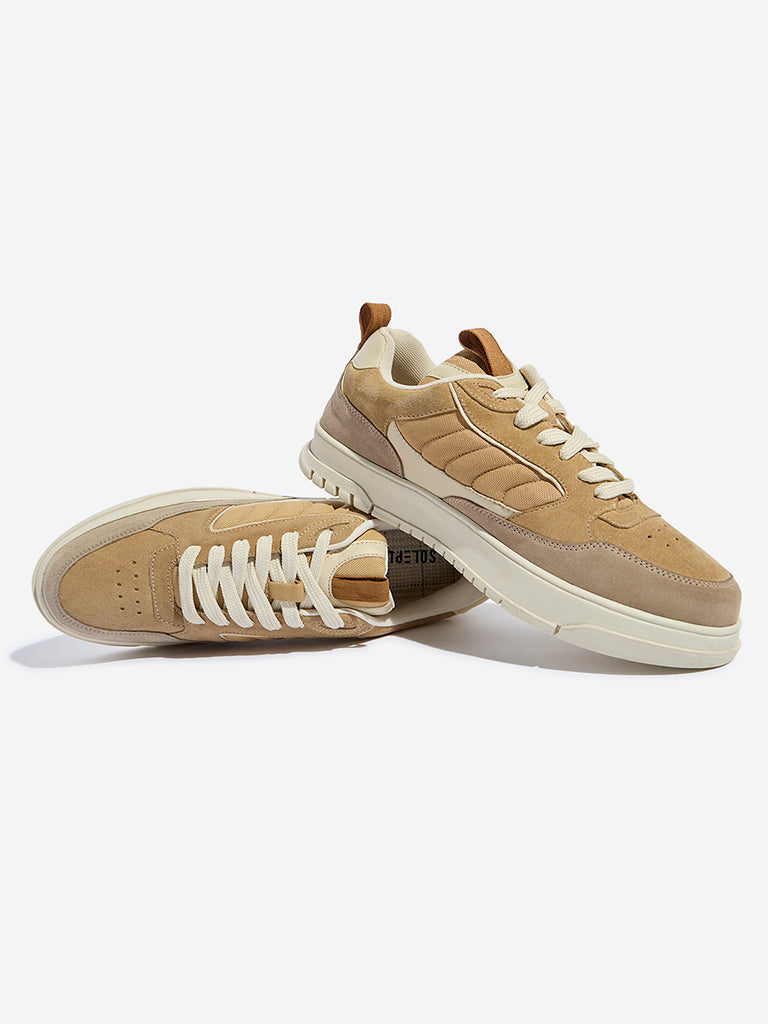 SOLEPLAY Beige Suede Lace-Up Sneakers