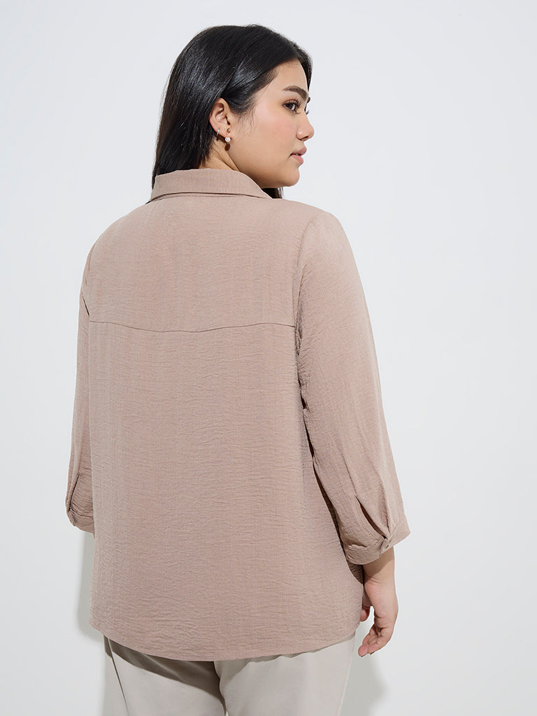 Gia Taupe Pintuck Detailed Top