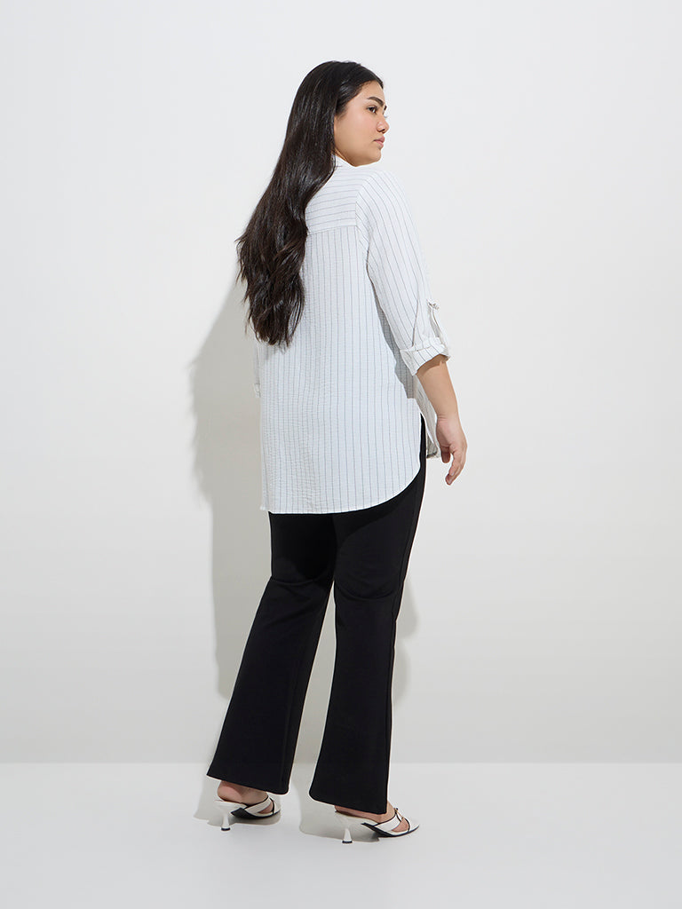 Westside Gia Women's White Stripe Shirt for Casual Wear Back View