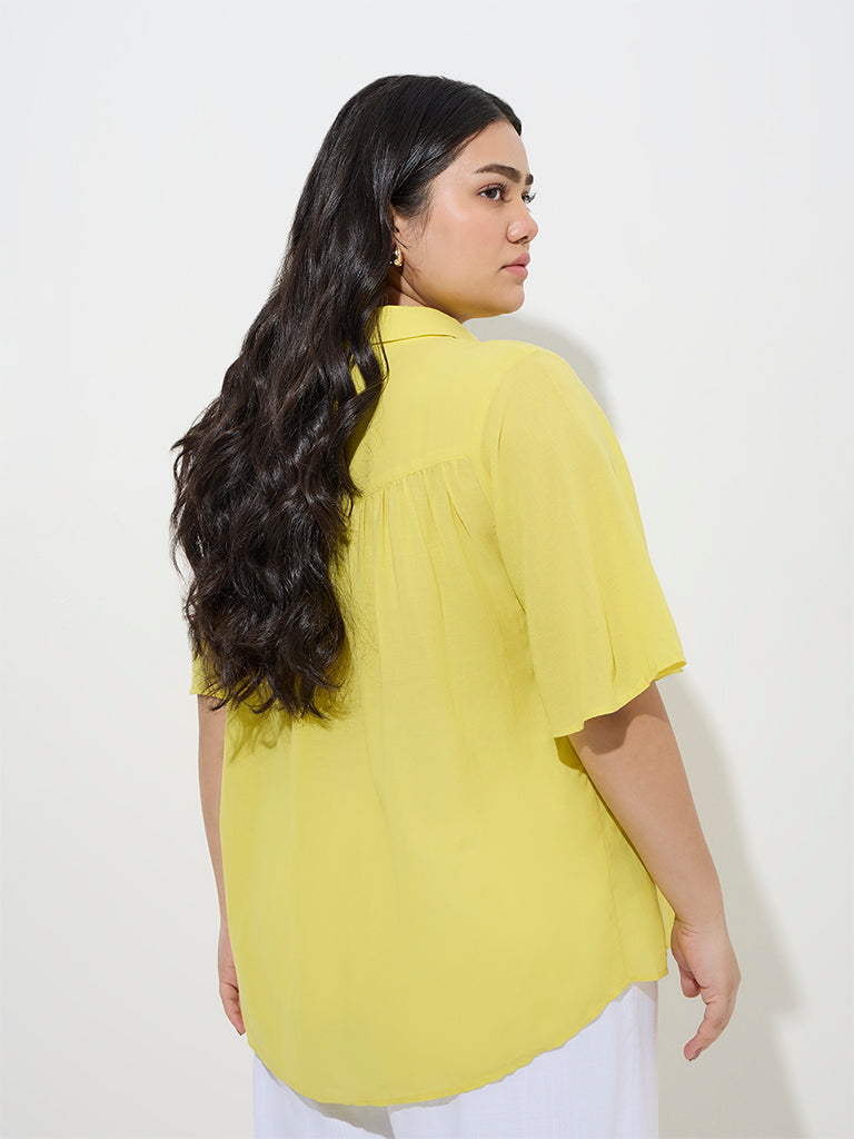Gia Lime Solid Cotton-Blend Shirt