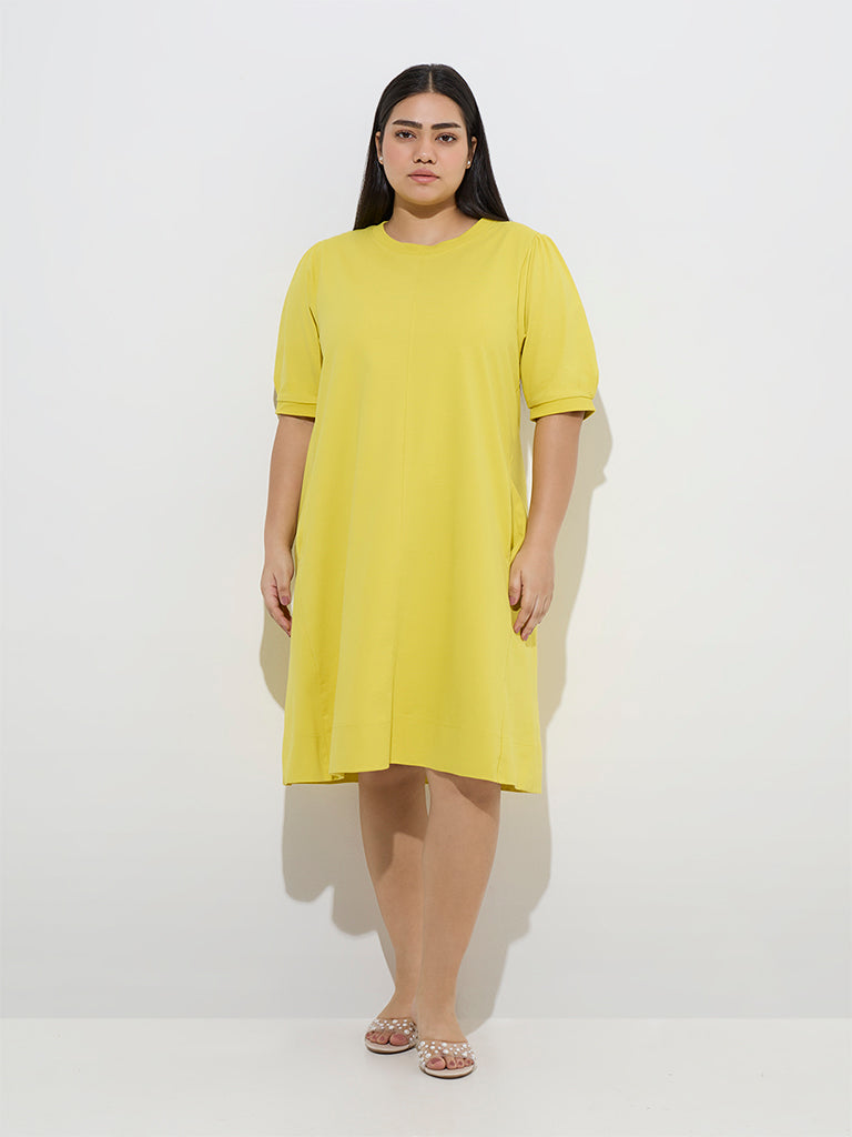 Gia Lime Cotton A-Line Dress