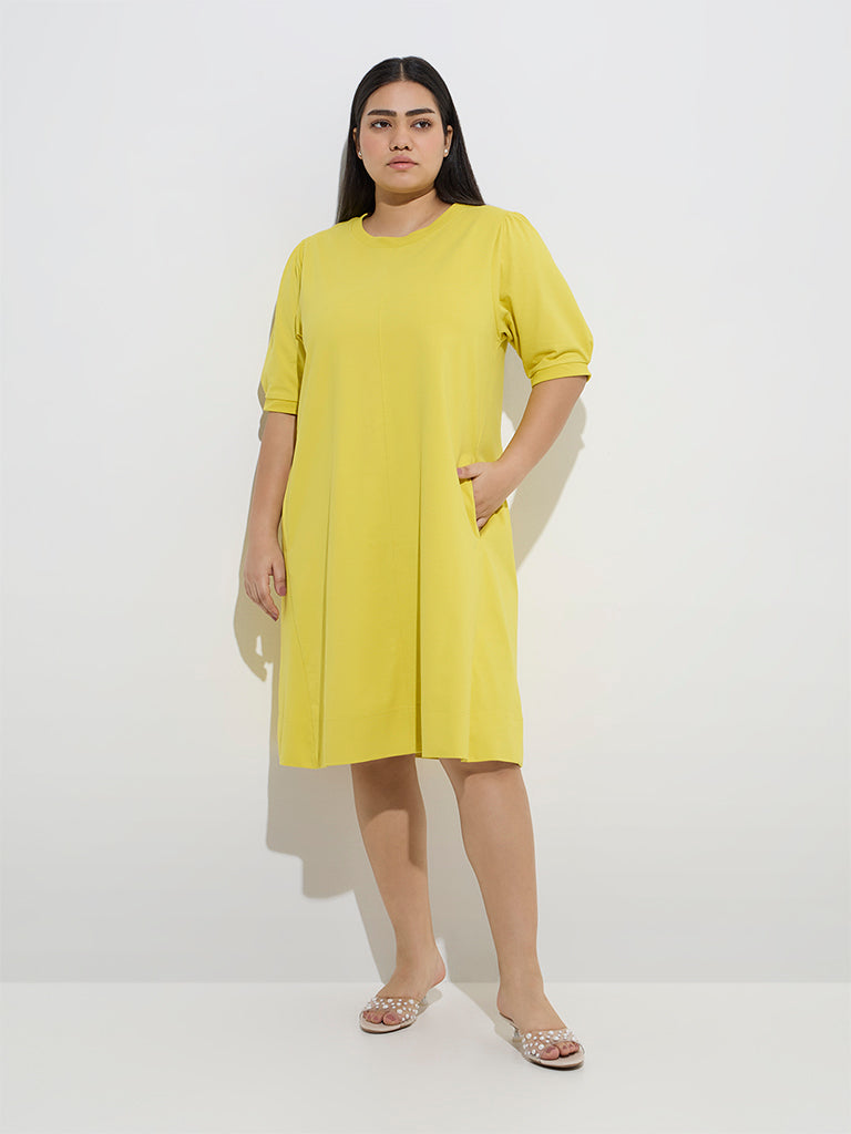 Gia Lime Cotton A-Line Dress