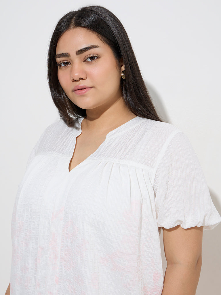 Gia White Floral Printed A-Line Dress