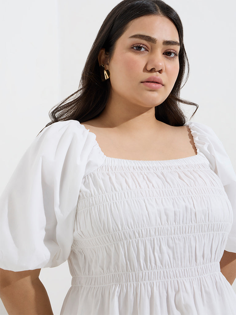 Gia White Smocked Top