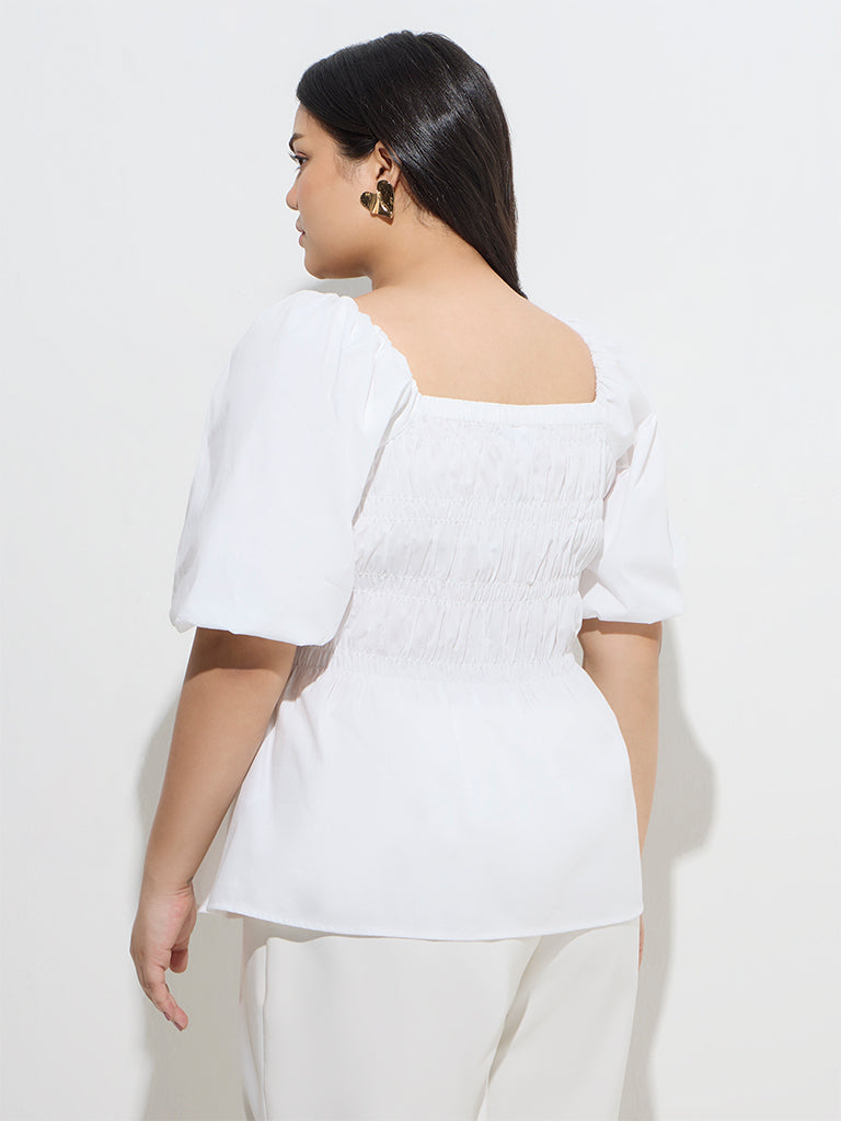 Gia White Smocked Top